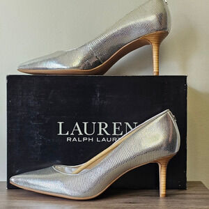 Lauren Ralph Lauren Women's Lanette Pointed Toe Pumps Size 9.5 Silver NWT